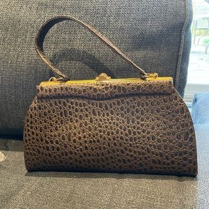 Vintage Purse Handbag John Hort Brown Faux Leather Made in Canada